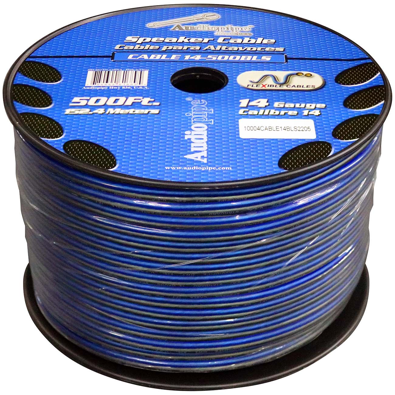 Nippon Audiopipe 14-Gauge Speaker Wire 500 Foot Spool - Blue and Clear
