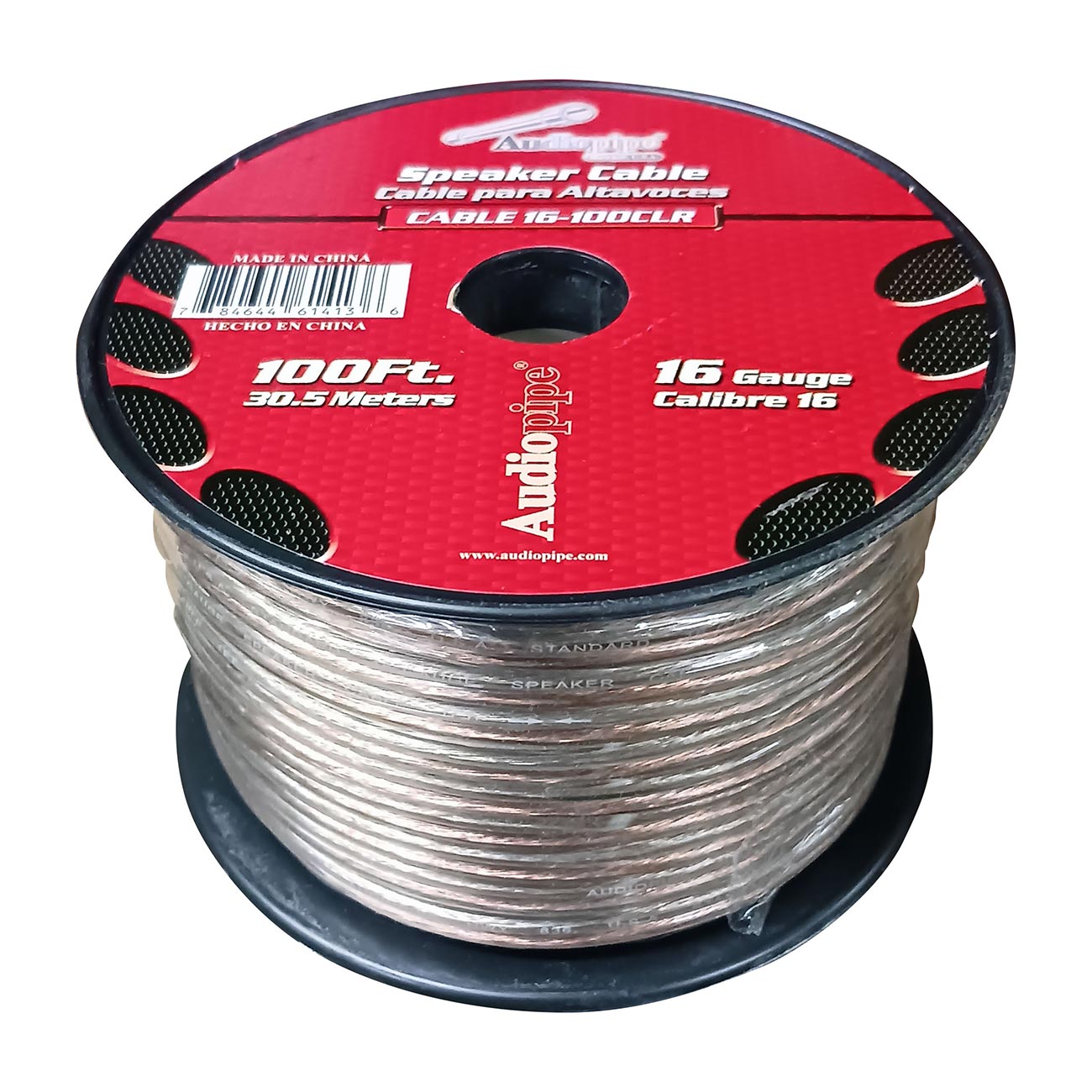 Nippon Audiopipe 16-Gauge Speaker Wire - 100 Foot Clear Insulation Spool
