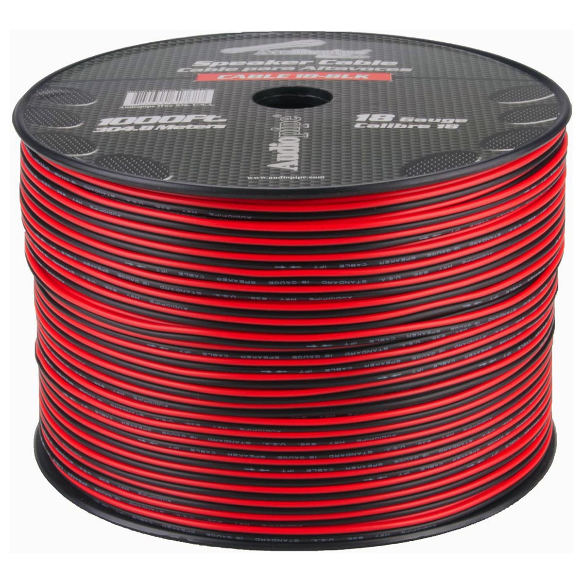 Nippon Audiopipe 18-Gauge Speaker Wire - 1000 Feet Spool in Black/Red