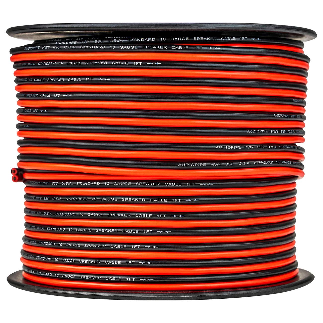 Audiopipe CCA Speaker Wire 10 Gauge 300 Foot Roll - Red and Black