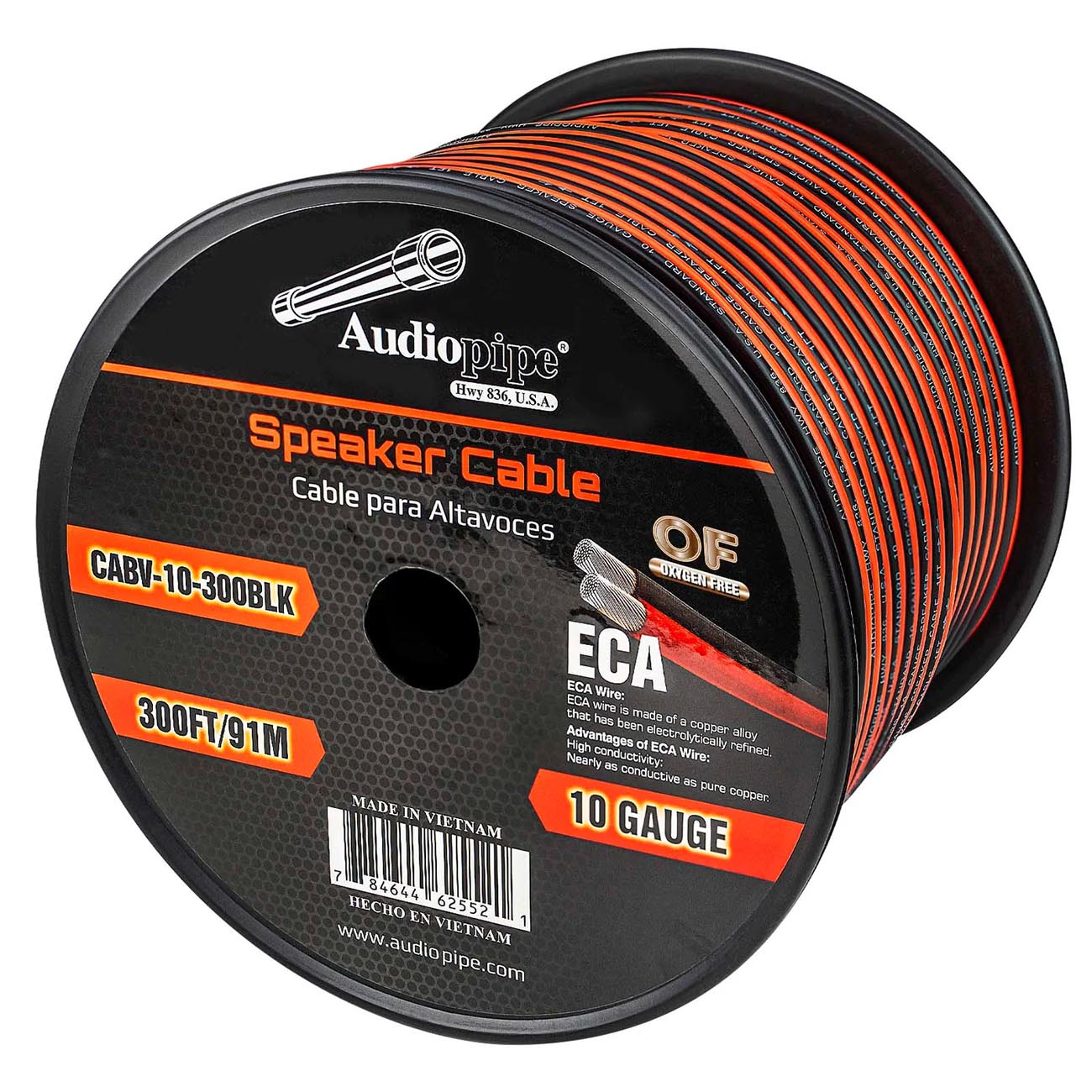Audiopipe CCA Speaker Wire 10 Gauge 300 Foot Roll - Red and Black