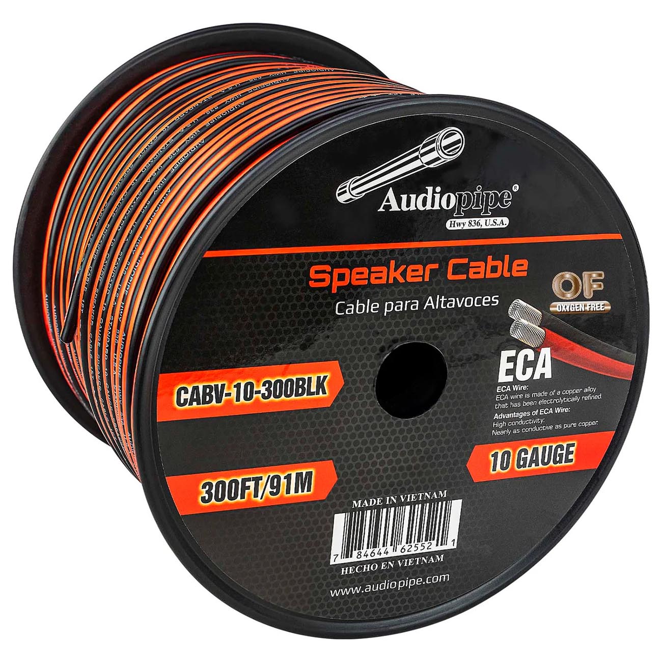 Audiopipe CCA Speaker Wire 10 Gauge 300 Foot Roll - Red and Black
