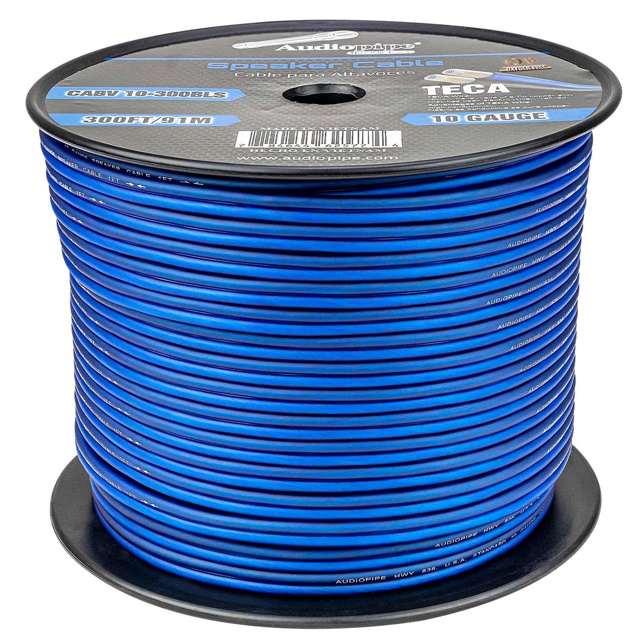 Audiopipe CCA Speaker Wire 10 Gauge 300 Foot Roll - Blue and Silver