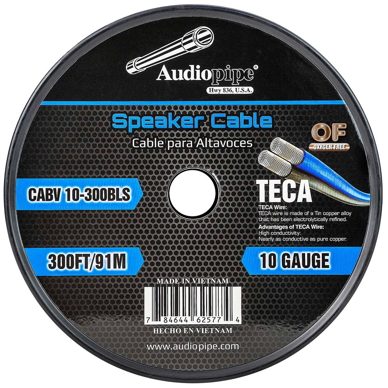 Audiopipe CCA Speaker Wire 10 Gauge 300 Foot Roll - Blue and Silver