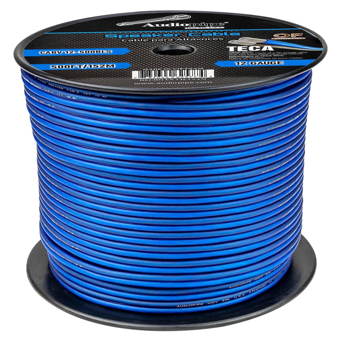 Audiopipe CCA Speaker Wire 12 Gauge 500 Foot Roll – BLUE/SILVER by AUDIOPIPEMAP