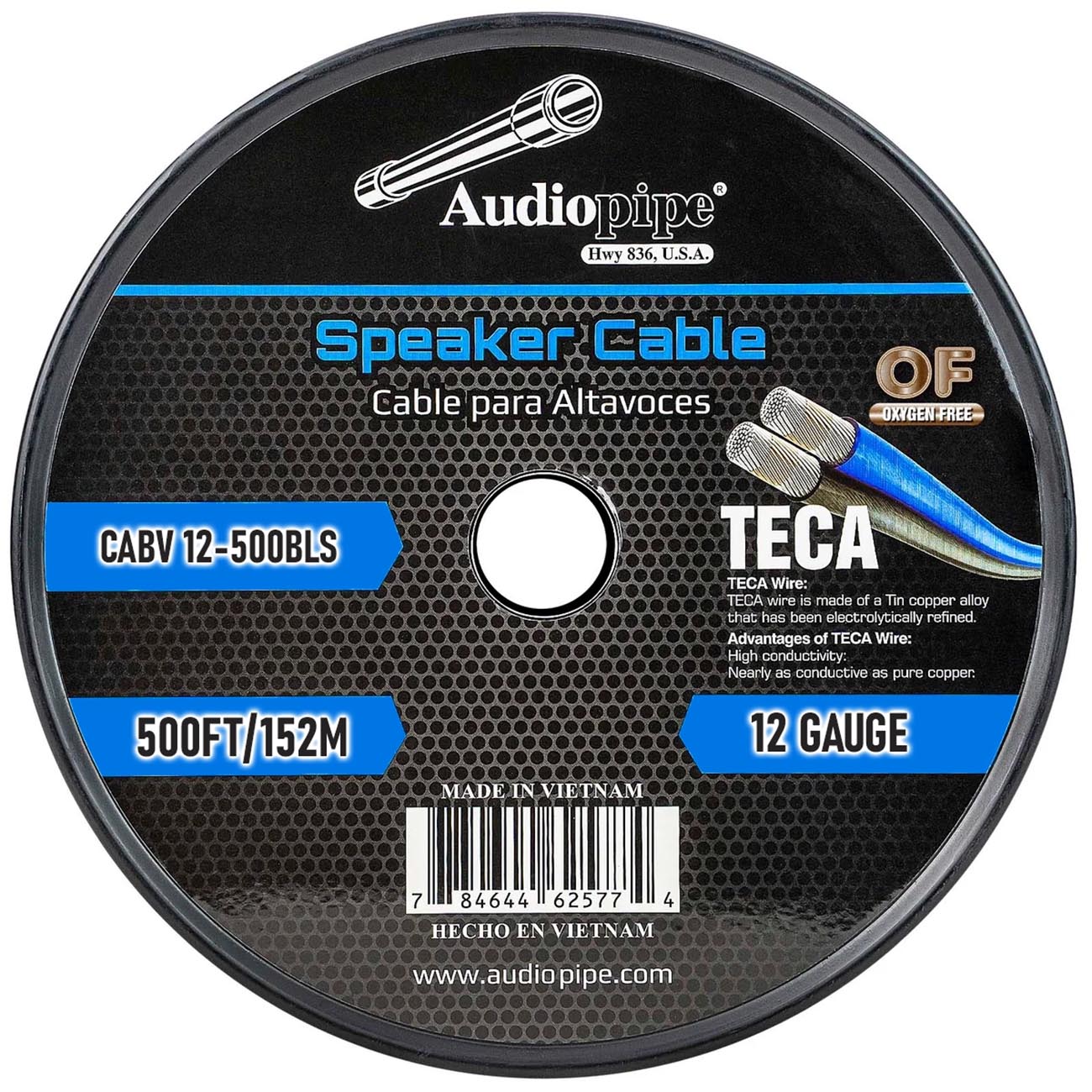 Audiopipe CCA Speaker Wire 12 Gauge 500 Foot Roll – BLUE/SILVER by AUDIOPIPEMAP