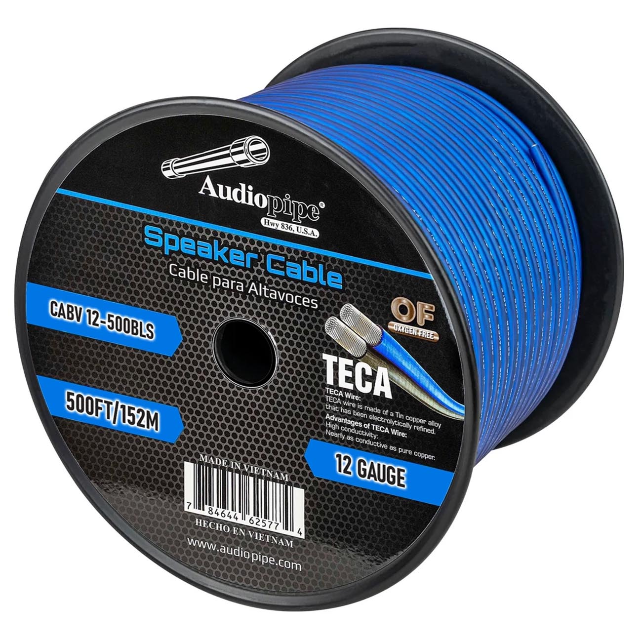 Audiopipe CCA Speaker Wire 12 Gauge 500 Foot Roll – BLUE/SILVER by AUDIOPIPEMAP