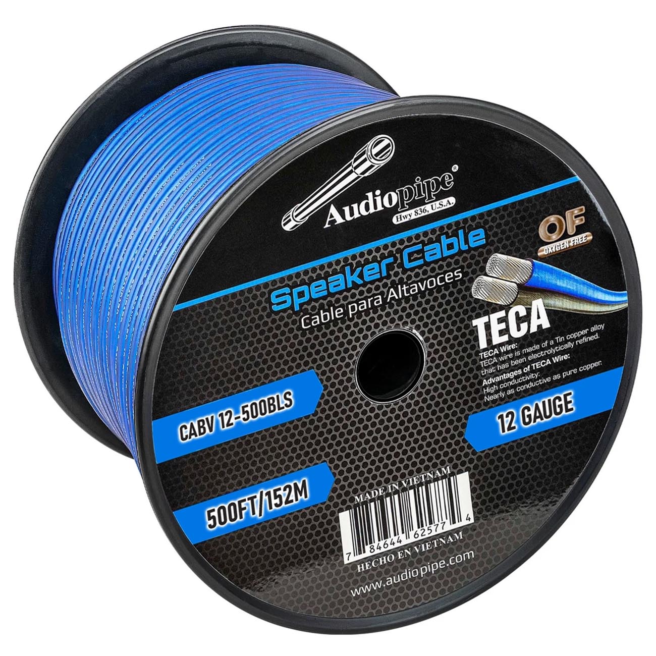 Audiopipe CCA Speaker Wire 12 Gauge 500 Foot Roll – BLUE/SILVER by AUDIOPIPEMAP