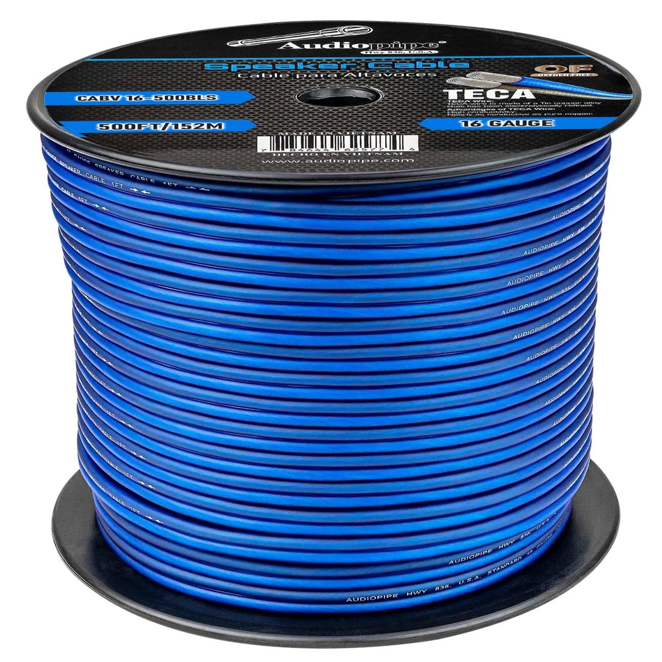 Audiopipe CCA Speaker Wire 16 Gauge 500 Foot Roll - Blue/Silver by AUDIOPIPEMAP