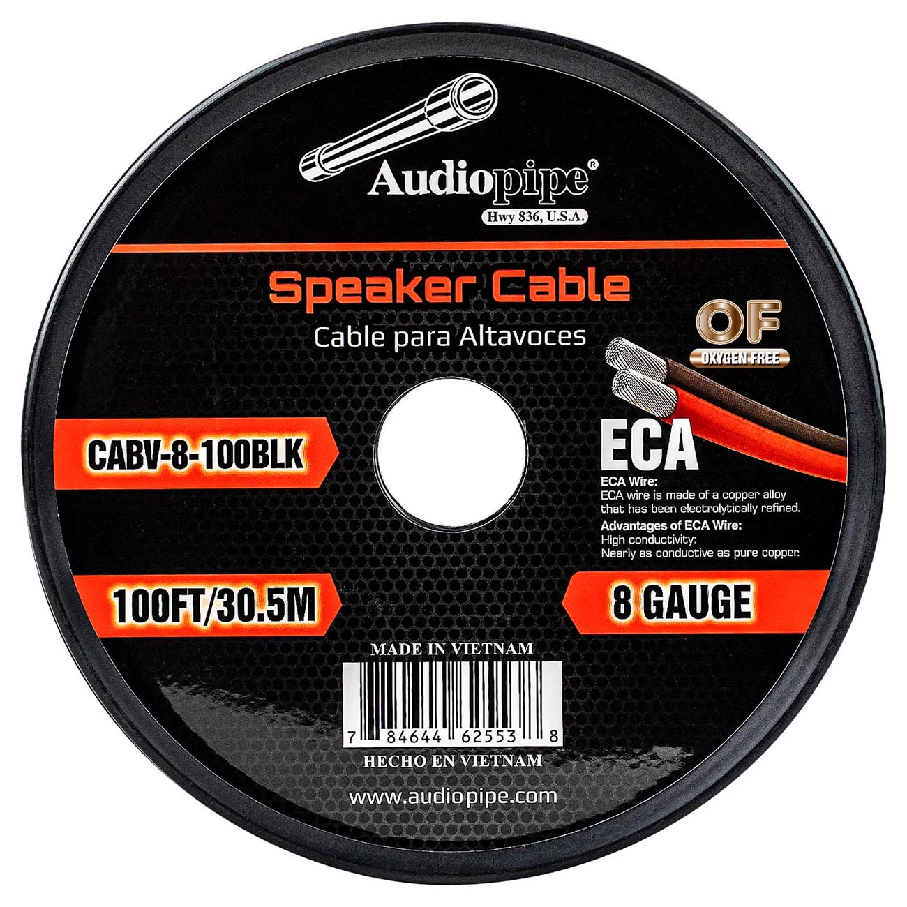 Audiopipe CCA Speaker Wire 8 Gauge 100 Foot Roll - Red/Black by AUDIOPIPEMAP