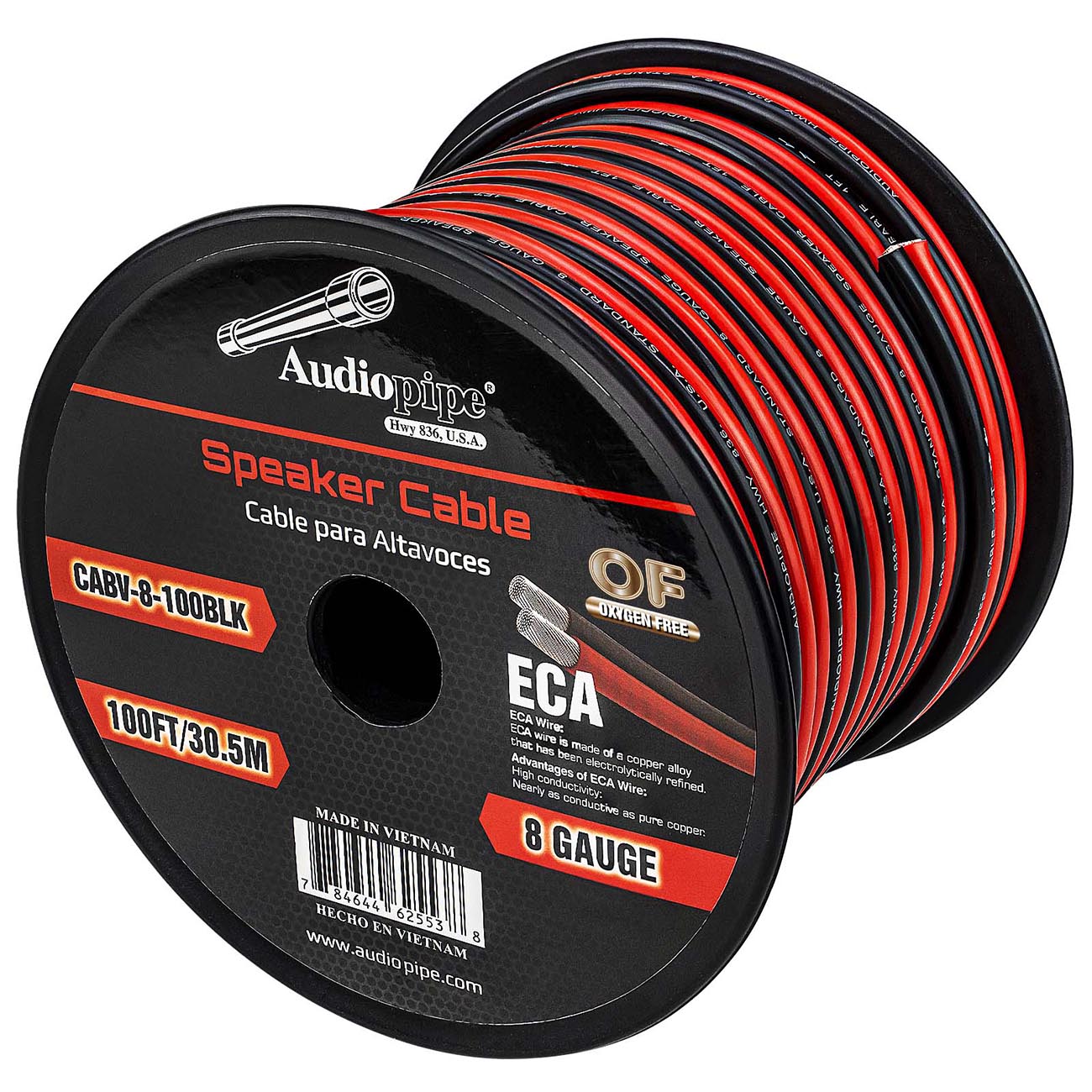 Audiopipe CCA Speaker Wire 8 Gauge 100 Foot Roll - Red/Black by AUDIOPIPEMAP
