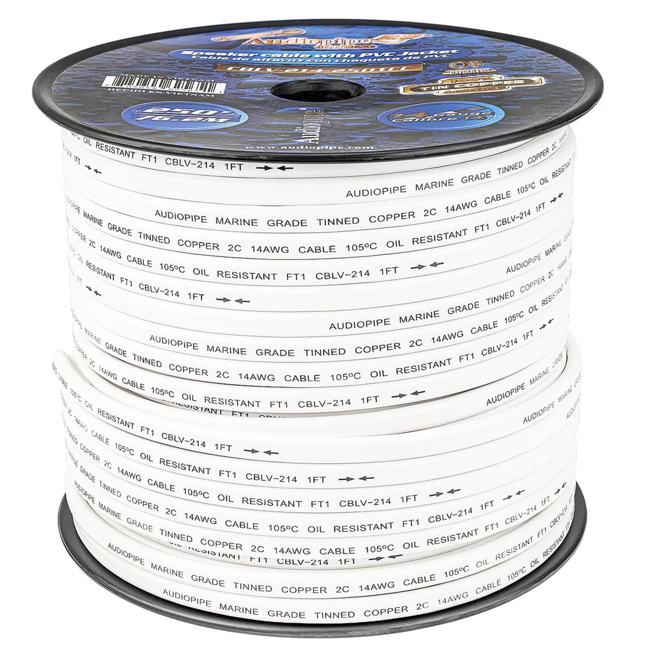 AUDIOPIPEMAP Audiopipe 14 Gauge 100% Copper Tinned OFC Marine Speaker Cable - 250 Feet