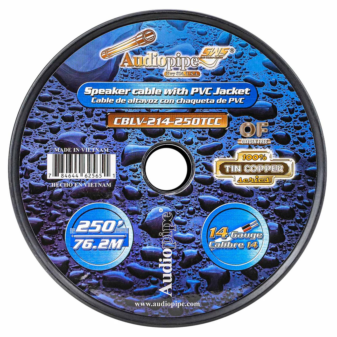 AUDIOPIPEMAP Audiopipe 14 Gauge 100% Copper Tinned OFC Marine Speaker Cable - 250 Feet