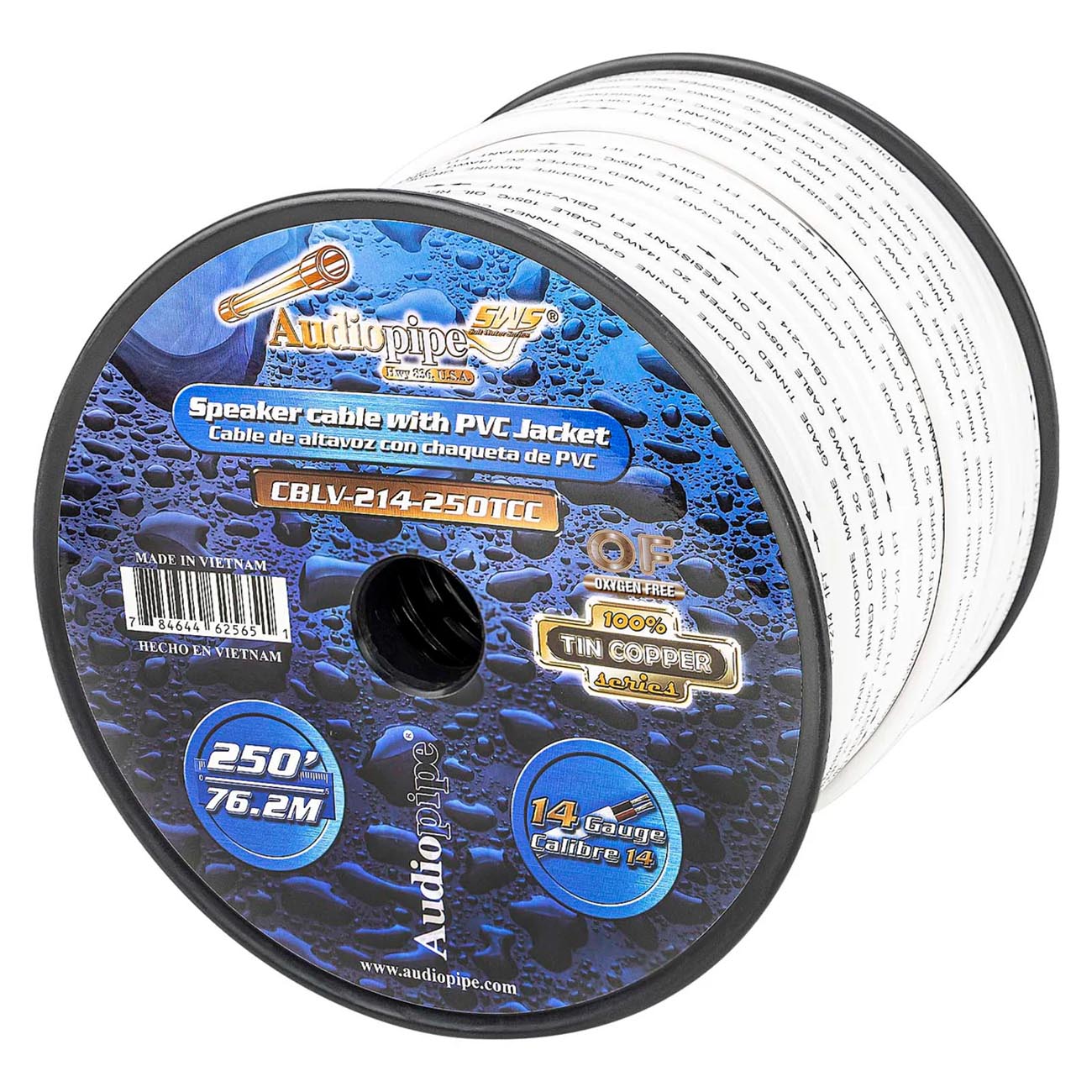 AUDIOPIPEMAP Audiopipe 14 Gauge 100% Copper Tinned OFC Marine Speaker Cable - 250 Feet
