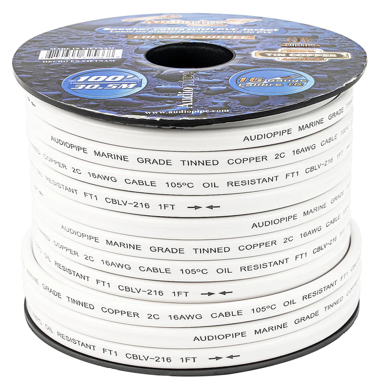 Audiopipe MAP CBLV216100TCC 16 Gauge 100 Ft Marine Speaker Cable with PVC Jacket