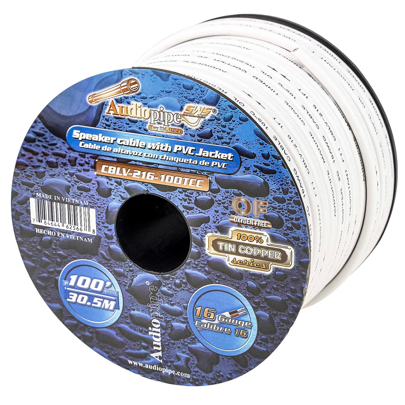 Audiopipe MAP CBLV216100TCC 16 Gauge 100 Ft Marine Speaker Cable with PVC Jacket