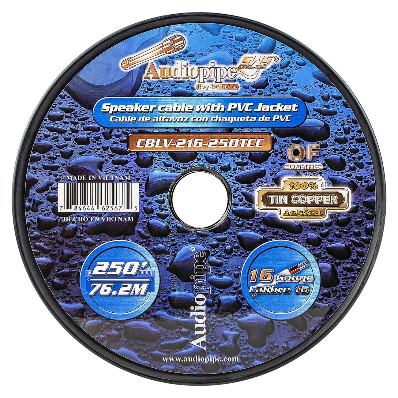 AUDIOPIPEMAP Audiopipe 16 Gauge 100% Copper Tinned OFC Marine Speaker Cable - 250 ft