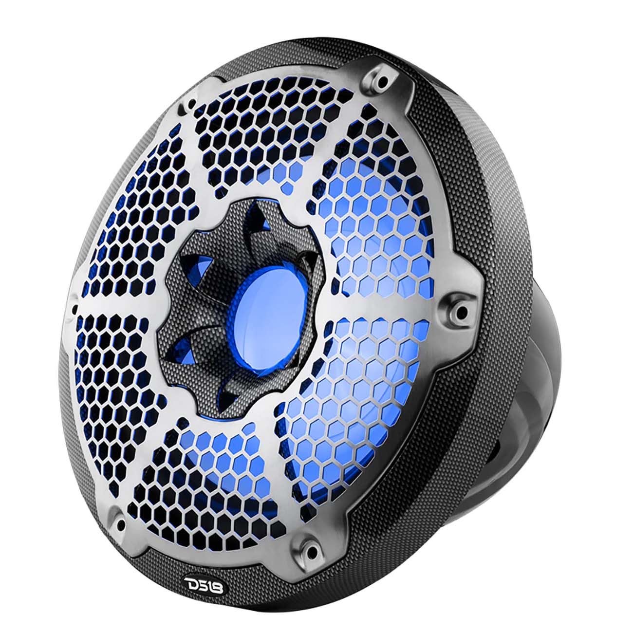 DS18 Marine 10-inch Woofer with RGB LED Illumination - Carbon Fiber Cone