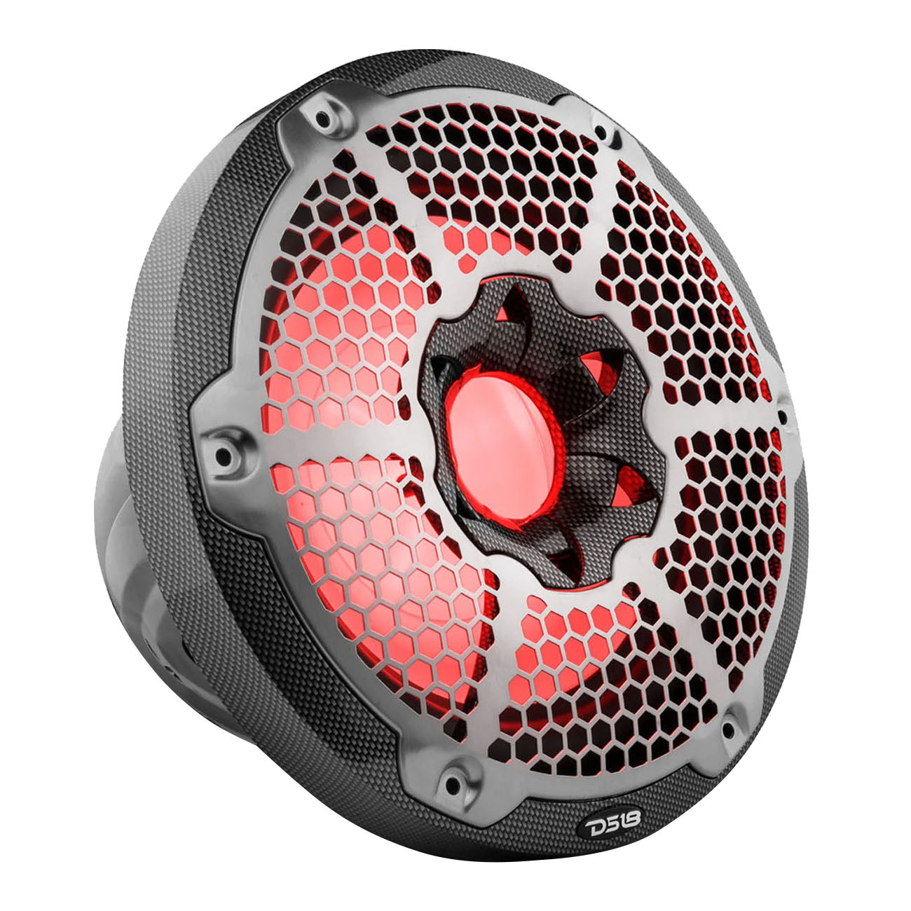 DS18 Marine 10-inch Woofer with RGB LED Illumination - Carbon Fiber Cone