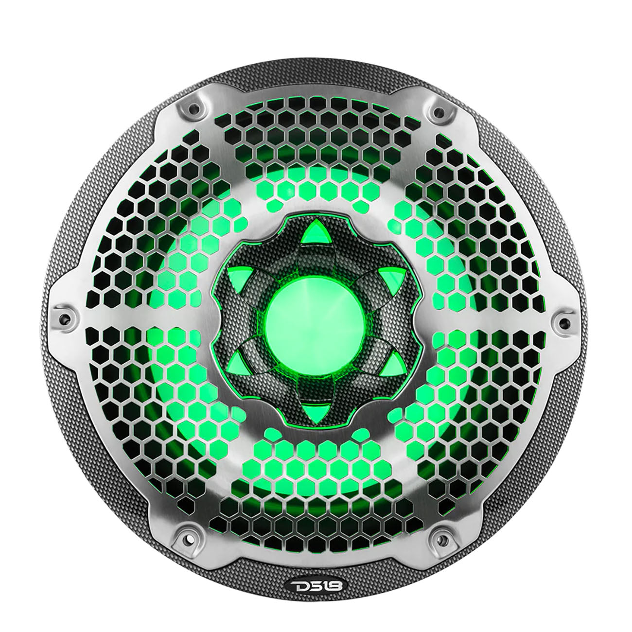 DS18 Marine 10-inch Woofer with RGB LED Illumination - Carbon Fiber Cone
