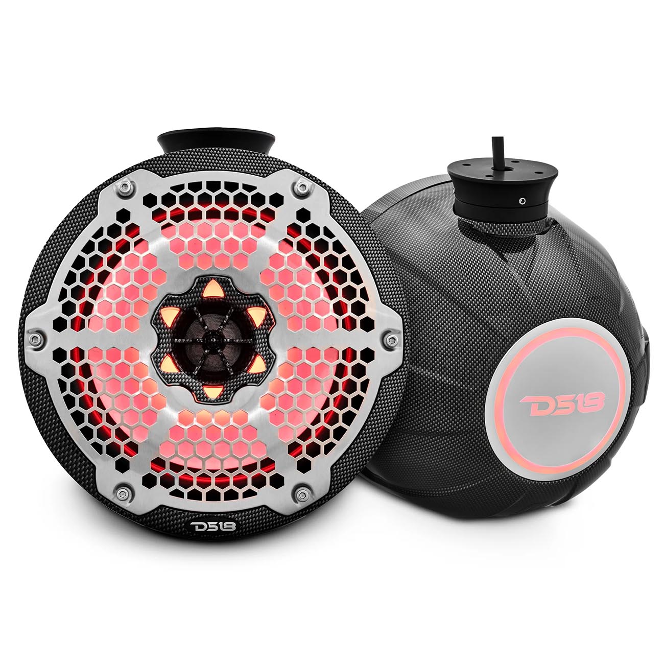 DS18 CFPS8 Marine and PowerSport 8-Inch Compact Tower Speakers with RGB LED Lights