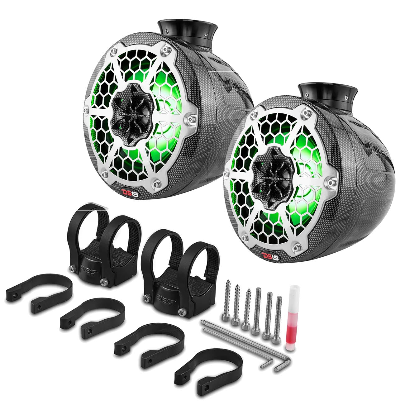 DS18 CFPS8 Marine and PowerSport 8-Inch Compact Tower Speakers with RGB LED Lights