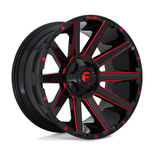 Fuel 1PC D643 Contra 20x10 Wheel, 5x5.5/5x5.91 Bolt Pattern, -18 Offset, Gloss Black with Red Tint