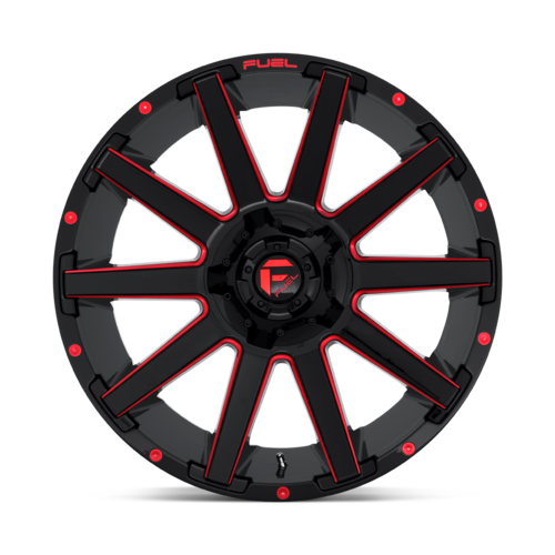 Fuel 1PC D643 Contra 20x9 Gloss Black with Red Tint Wheel, 5x4.5/5x5 Bolt Pattern, +1 Offset