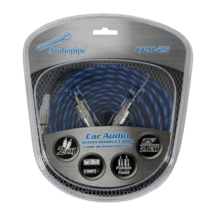 Audiopipe 25-Foot Platinum Plated Interconnect RCA Cable - CPM25