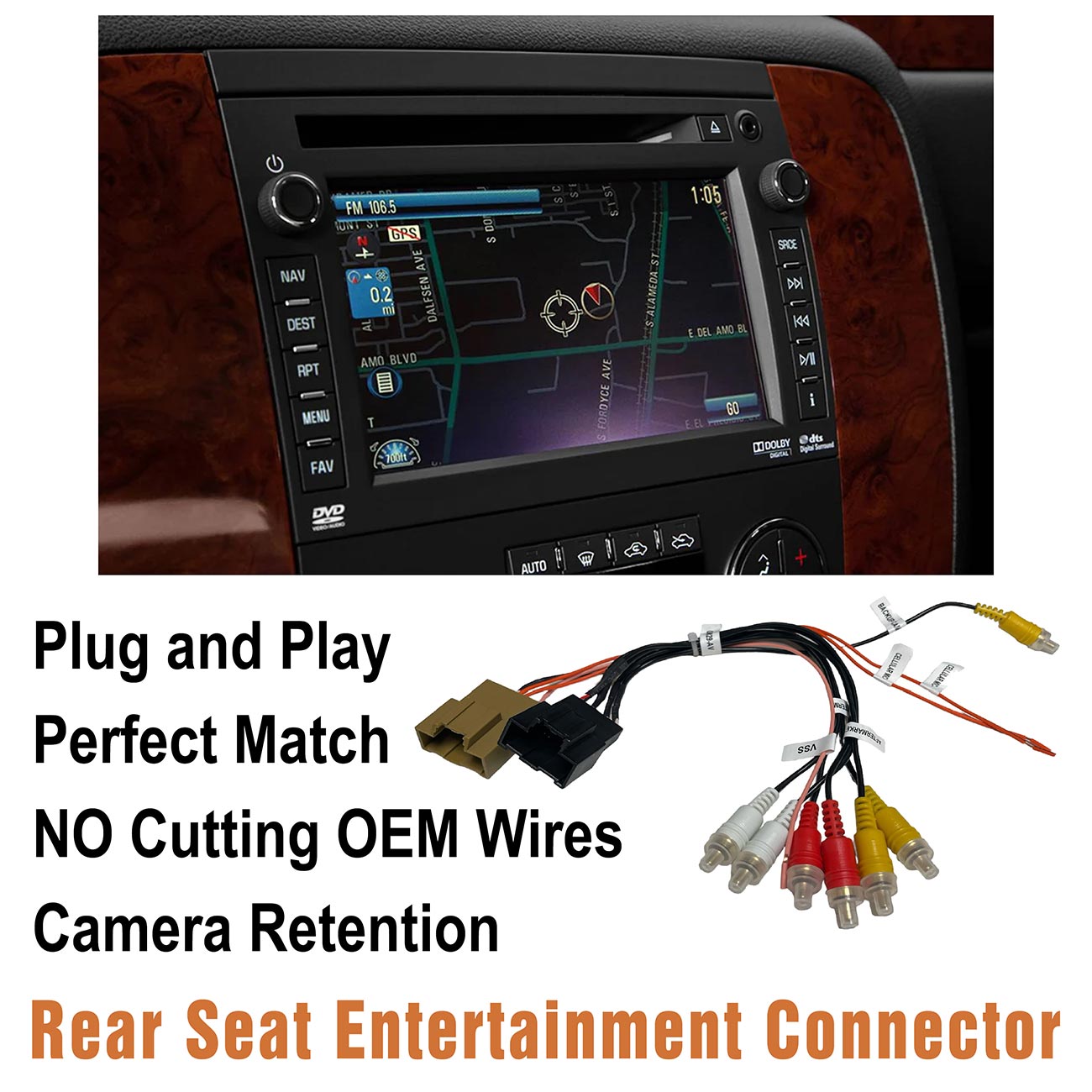 CRUX Rear Seat Entertainment Retention Cable for Select GM Trucks & SUVs (2012-2014) - Part Number CRUX2444A