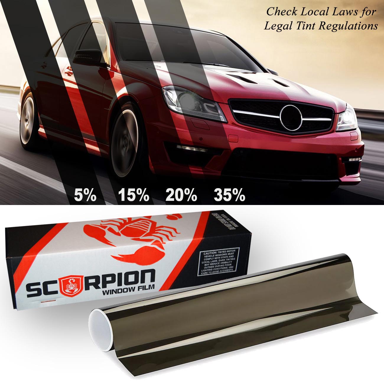 Scorpion Carbon Series Dual-Ply Window Tint - 15% Shade, 24 Inch x 100 Foot Roll