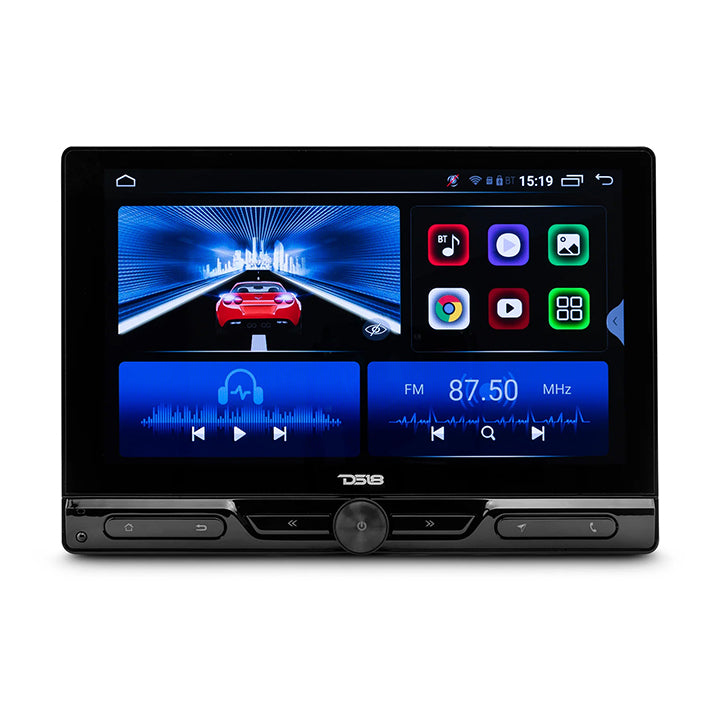 DS18 DDX105ADX 10.5-Inch Rotatable Swivel Modular Touchscreen Car Stereo with Bluetooth, MirrorLink, USB, GPS, and Android 10 Compatibility