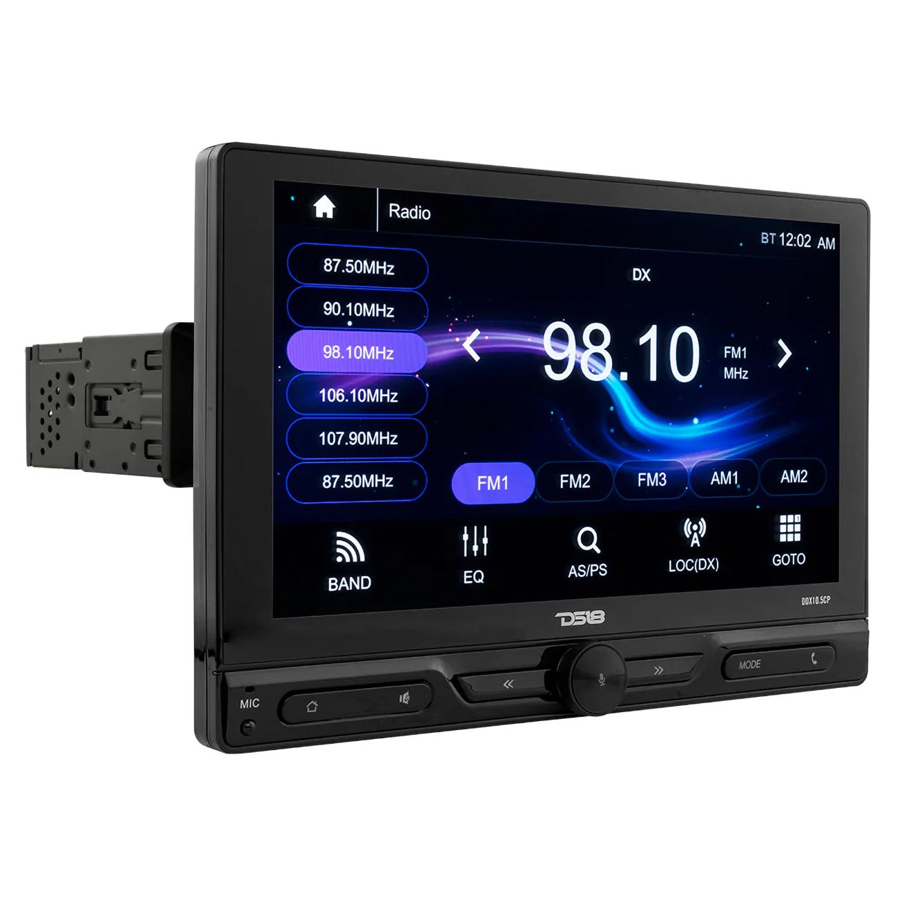 DS18 DDX105CP 10.5-Inch Floating Touchscreen Mechless Single DIN with Bluetooth, Mirror Link, and Apple CarPlay