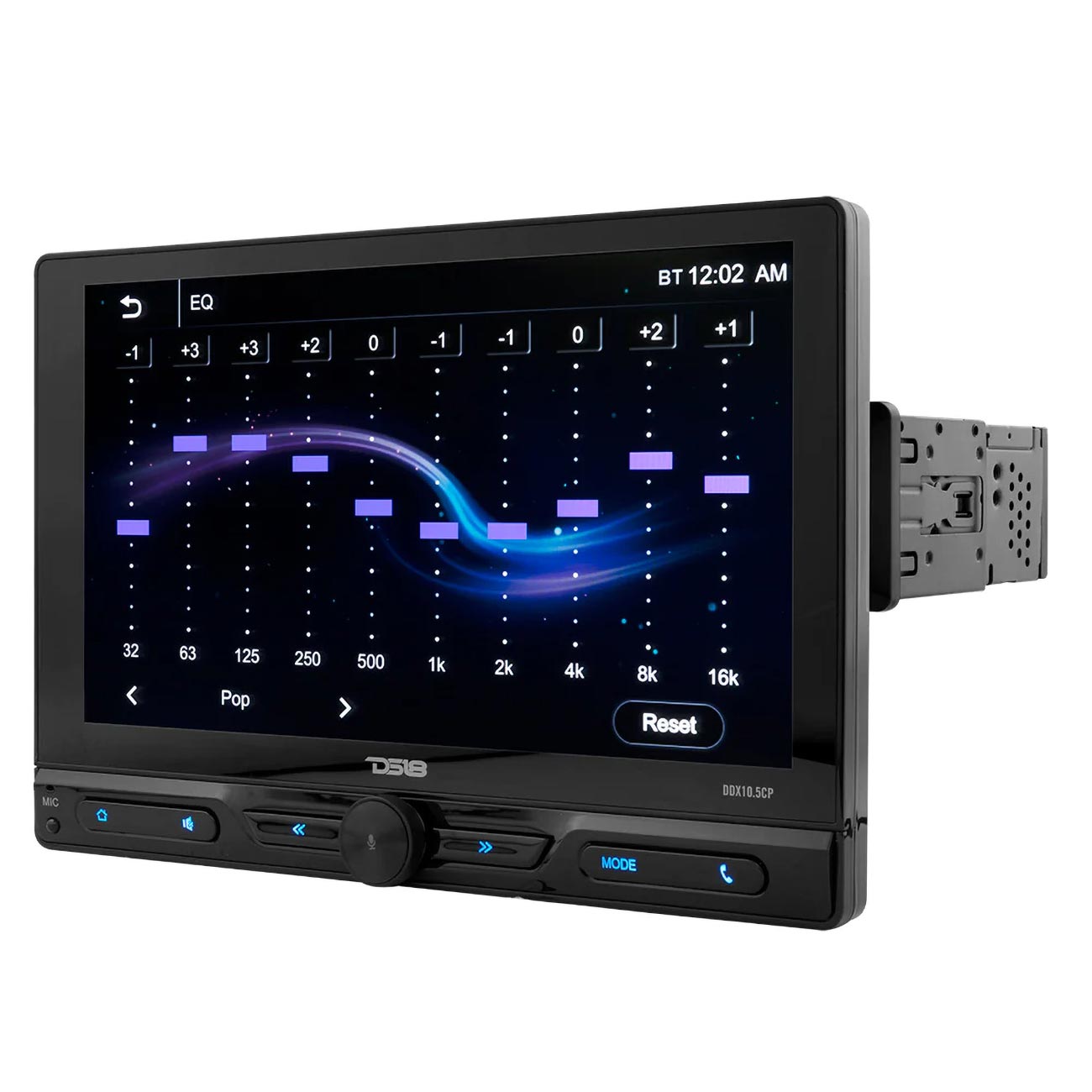 DS18 DDX105CP 10.5-Inch Floating Touchscreen Mechless Single DIN with Bluetooth, Mirror Link, and Apple CarPlay