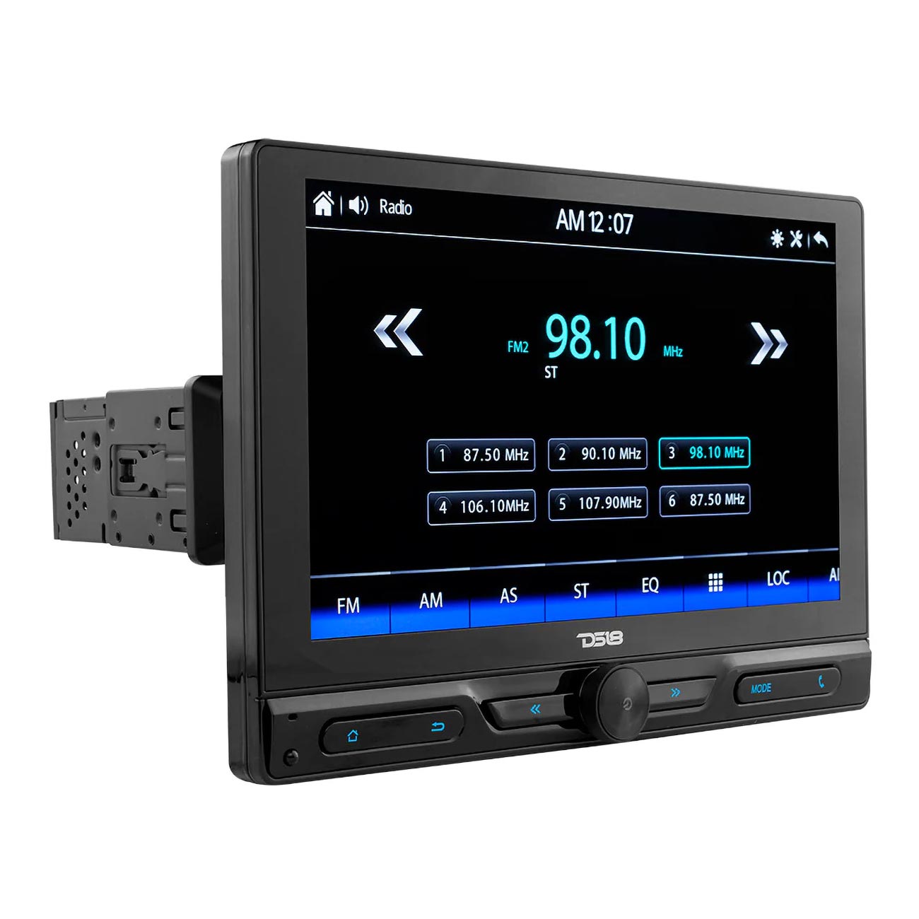 DS18 DDX105ML 10.5-Inch Swivel Touchscreen Mechless Single Din Headunit with Bluetooth and Mirror Link