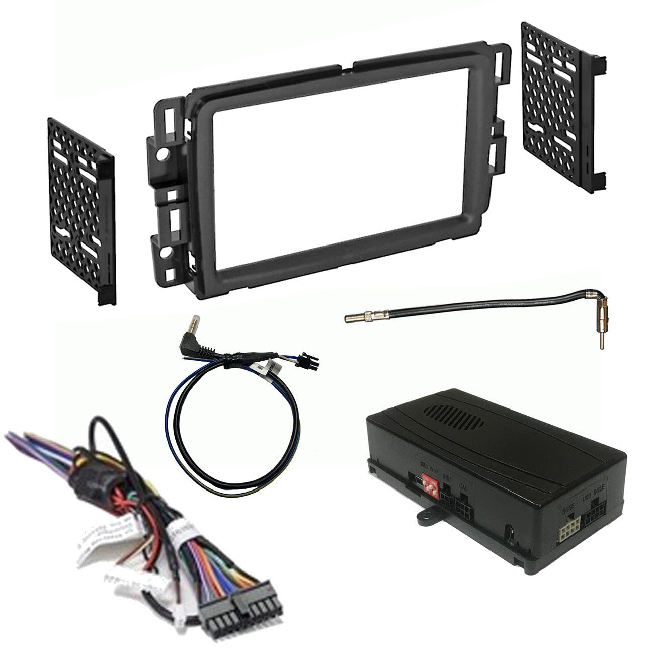 CRUX DKGM16 OnStar Radio Replacement Interface with SWC Retention, Video Switcher & Dash Kit for Select Vehicles