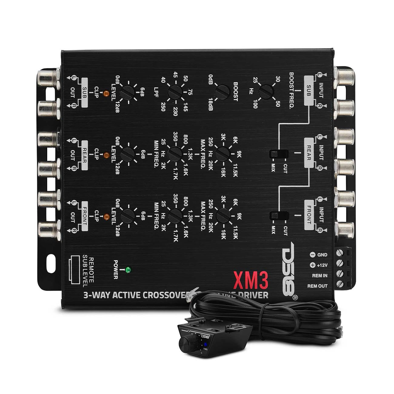 DS18 DSXM3 Electronic 3-Way Crossover with Remote Bass Control
