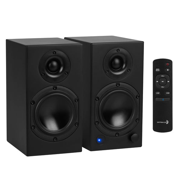 Dayton Audio M4black M-series M4 75-watt-continuous Bluetooth Powered Bookshelf Speaker Set With 4-in. Woofers, Hi-res Audio, And Remote, Pair (matte Black)
