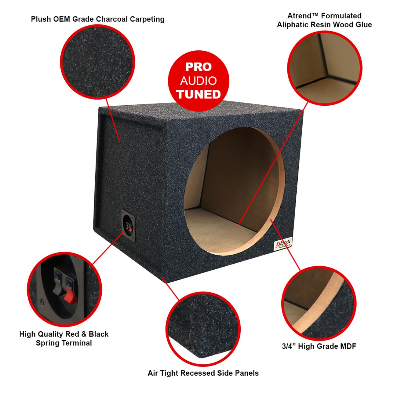 Atrend Pro-Series Single 15-Inch Sealed Wedge Enclosure with Charcoal Carpet Covering