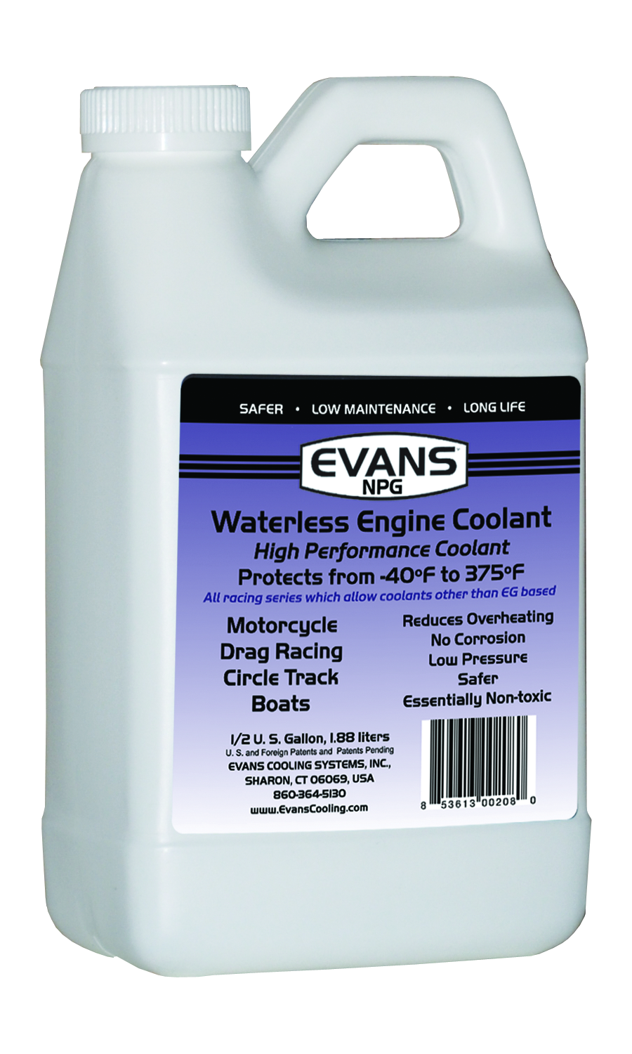Evans Cooling - EC10064 - Waterless Coolant - Waterless NPG Engine Coolant Half Gallon .