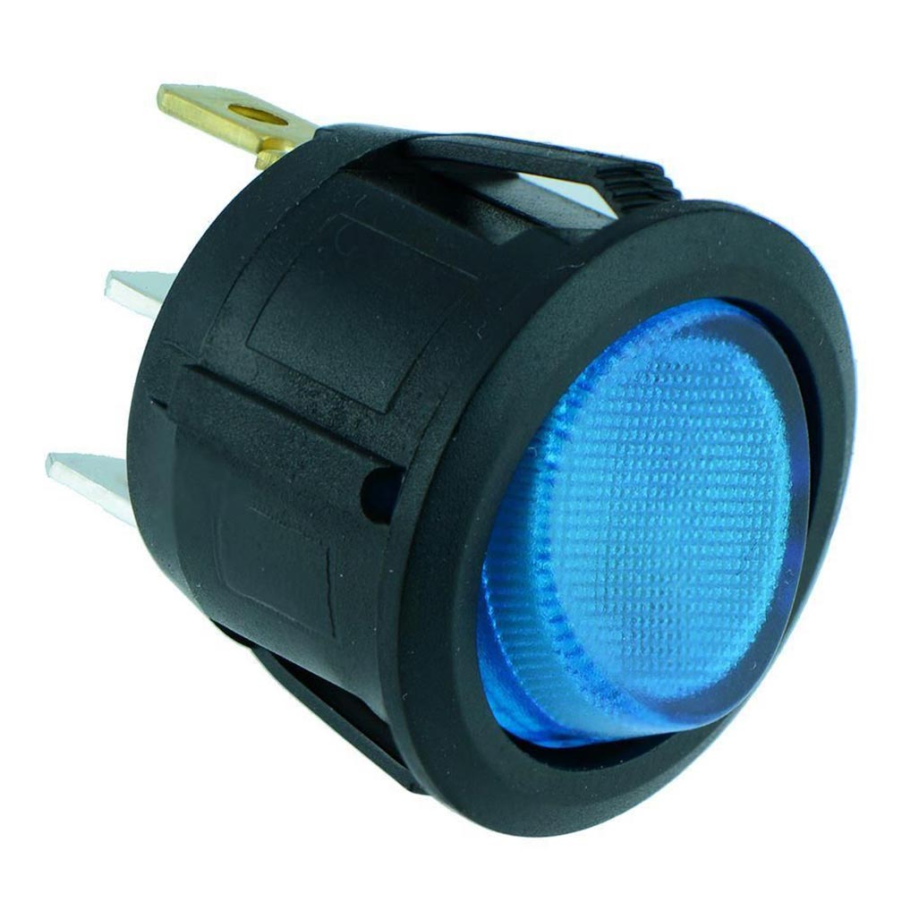 Nippon Round Rocker Switch with Blue LED Illumination, 10-Pack