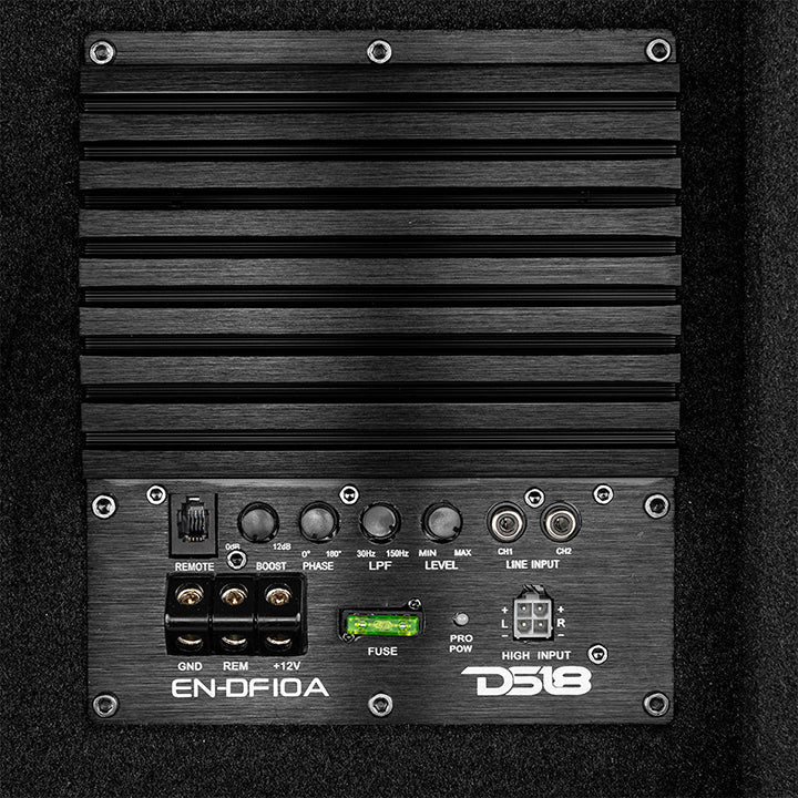 DS18 10-Inch Amplified Shallow Down Fire Subwoofer Enclosure - Model ENDF10A