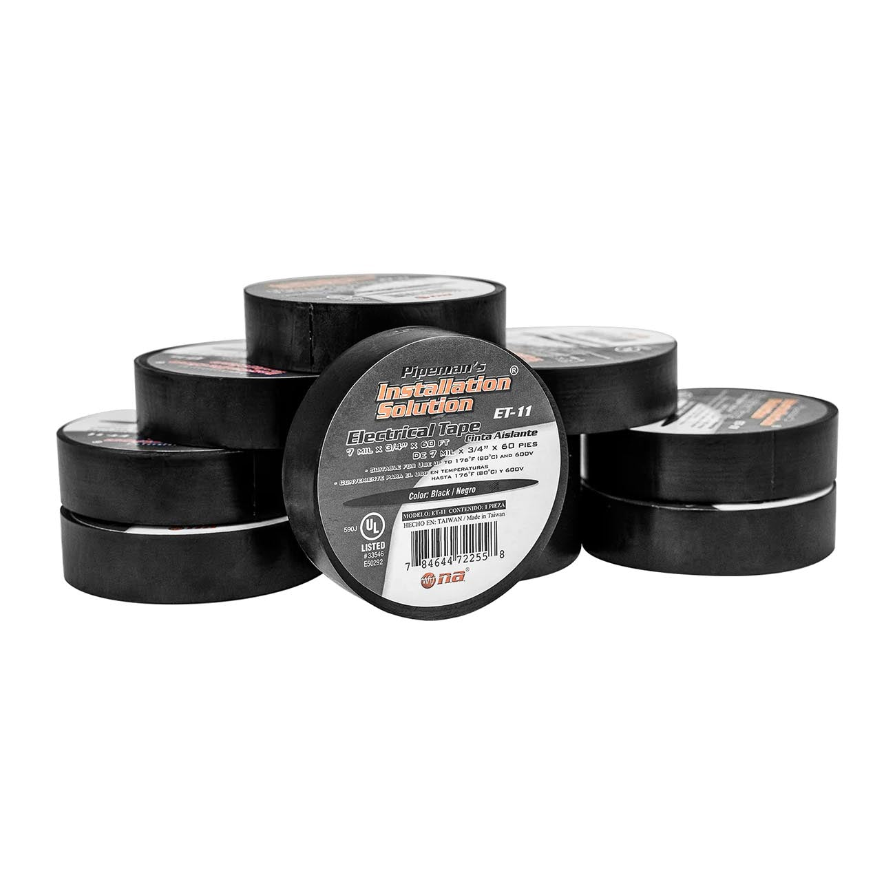 Nippon Black Vinyl Electrical Tape, 10-Roll Pack