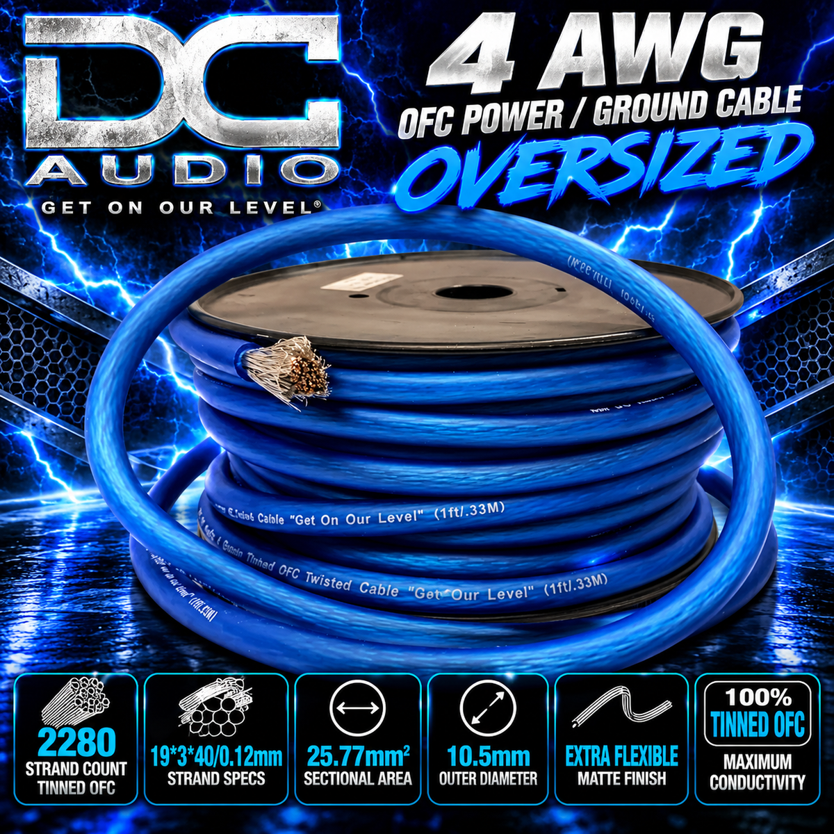 DC Audio 4 AWG Tinned OFC  Power / Ground Cable