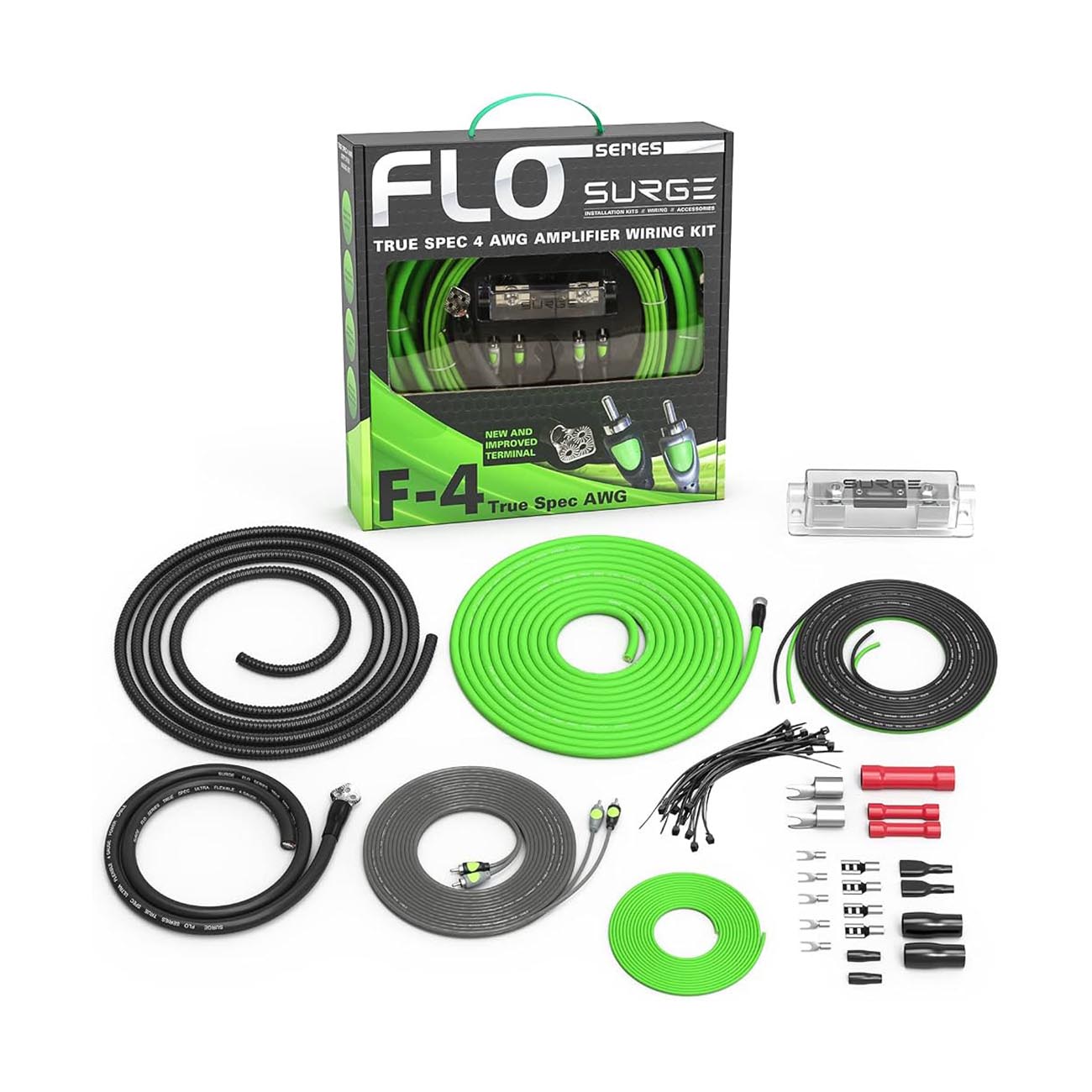 Atrend Surge Flo Series 4 Gauge Amplifier Wiring Kit - Professional Car Audio Power Setup