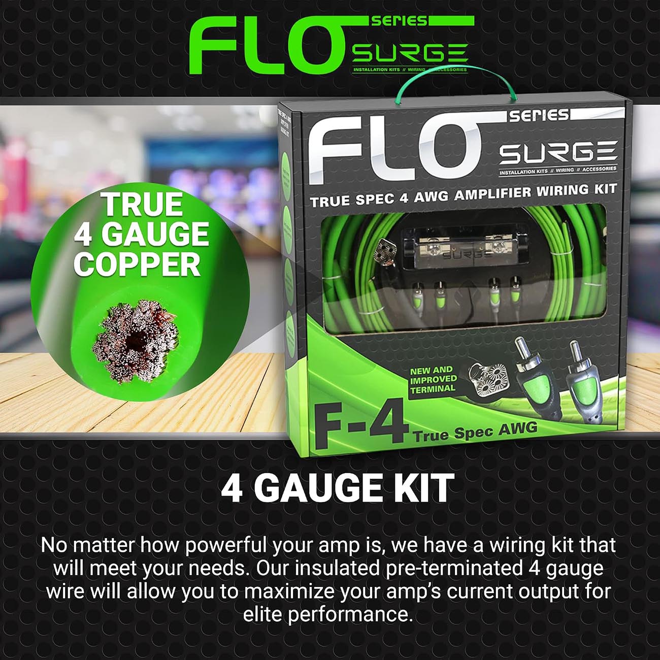 Atrend Surge Flo Series 4 Gauge Amplifier Wiring Kit - Professional Car Audio Power Setup