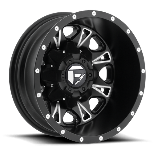 Fuel 1PC D513 Throttle 17-Inch Matte Black Milled Dually Wheel, 8x200 Bolt Pattern