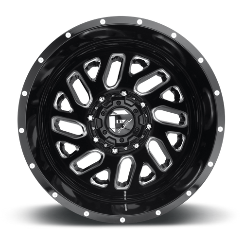 Fuel 1PC D581 Triton 20-Inch Gloss Black Milled Dually Wheel, 8.25-Inch Wide, 8x210 Bolt Pattern