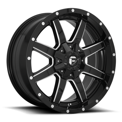Fuel 1PC D610 Maverick 17x9 Gloss Black Milled Wheel, 5x4.5/5x5 Bolt Pattern, -12mm Offset