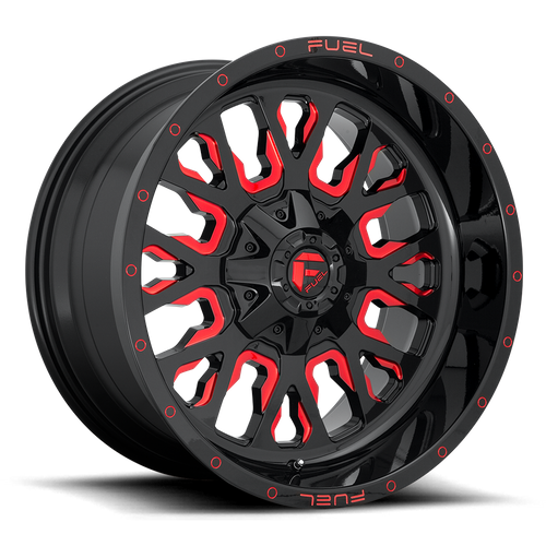 Fuel 1PC D612 Stroke 20x9 Gloss Black Wheel with Red Tint, 6x135/6x139.7 Bolt Pattern, +20 Offset